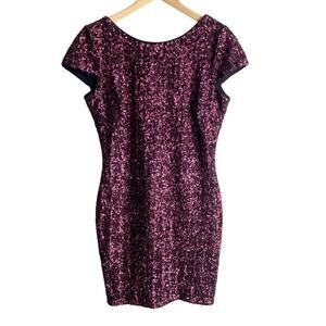 Dress the Population Tabitha Cap Sleeve Scoop Back Sequin Dress Garnet